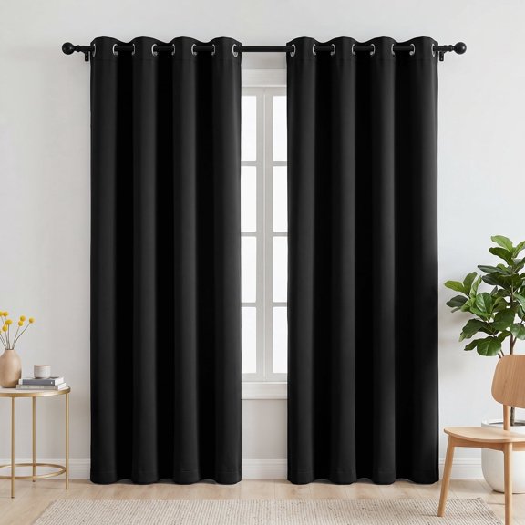 Blackout Curtains, 52 x 84 inch Black Curtains Set of 2 Panels, Thermal Insulated Room Darkening Curtains for Bedroom, Privacy Protection