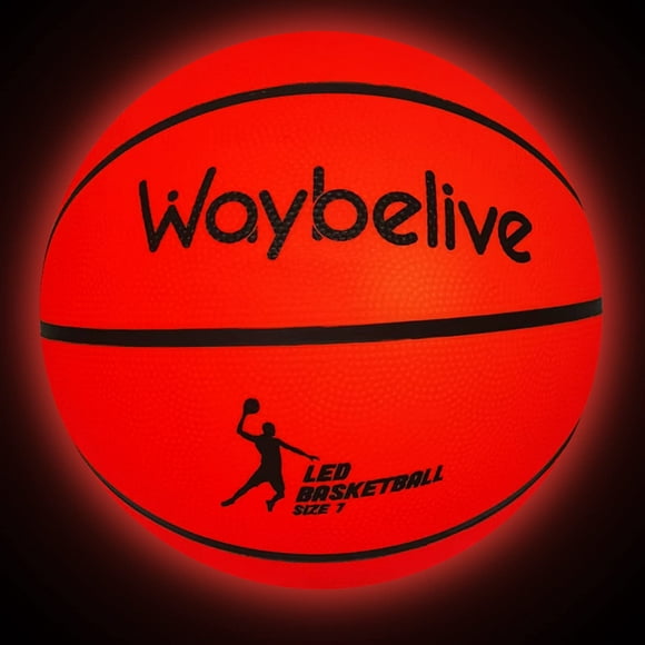 Waybelive LED Light Up Basketball, Size 7 LED Basketball, Indoor or Outdoor Basketball with 2 LED LightsPre-Installed Batteries, Waterproof, Super Bright to Play at Night Outdoors,good gift for Kids