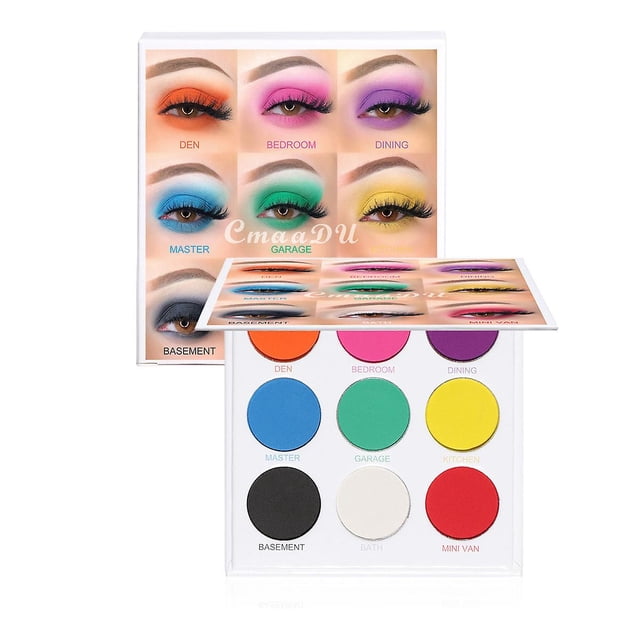 Paleta de sombras de ojos HUOGUO 9 colores con purpurina metalizada mate