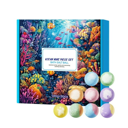 Yatlte Tropical Fruit Bath Fizzies Set - 9 Large Bubble Bathbombs with Natural Essential Oils in Fruity Scents - Vegan Fizzy Bath Bombs Has Moisturizing Shea Butter and Coconut Oil