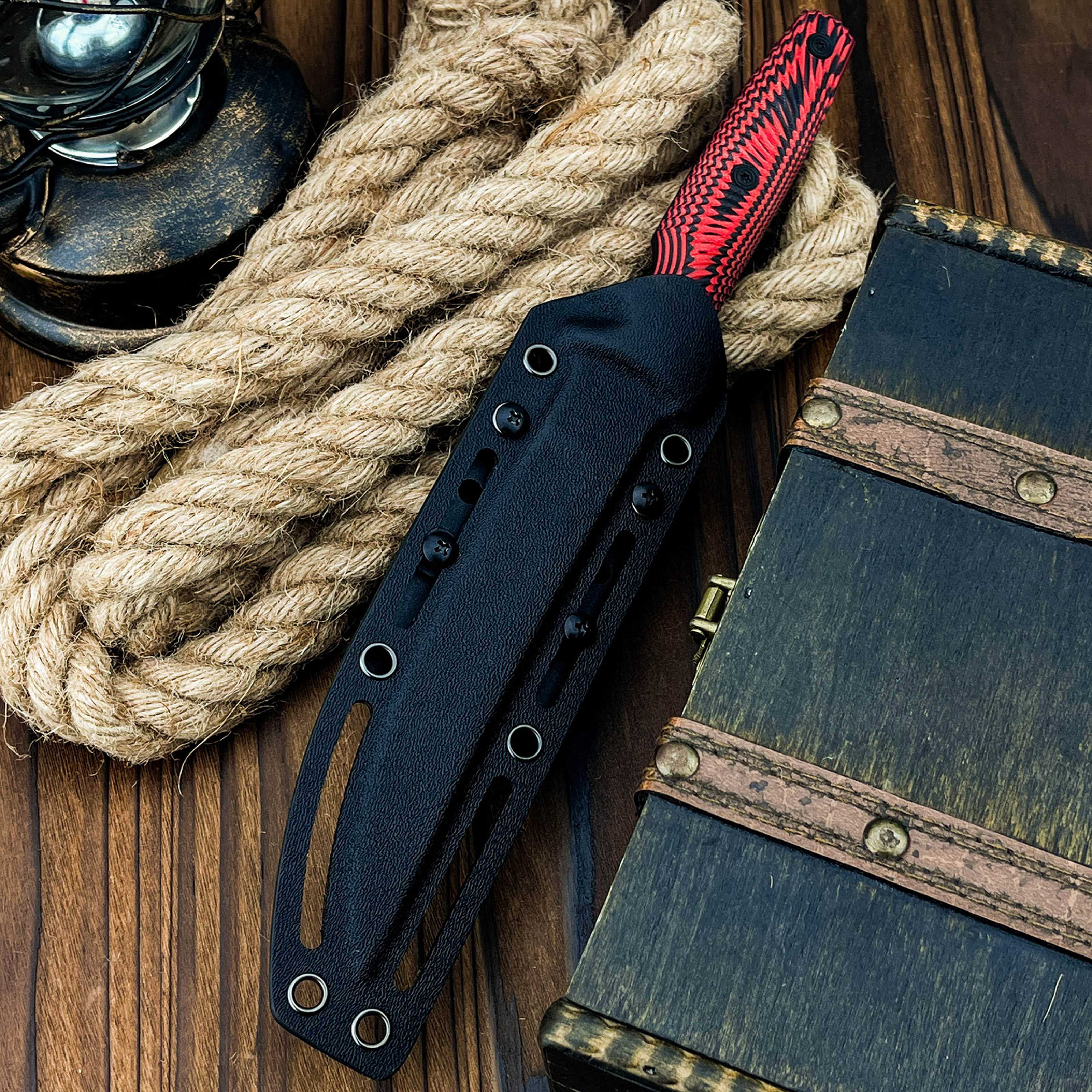 Fixed Blade Outdoor Knife - D2 Steel Blade, G10 Handle with Kydex Sheath, Ideal for Camping, Hiking, Fishing & BBQ