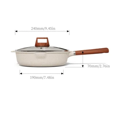 

1pc Maifan Stone Aluminum Non-Stick Pan Frying Pan With Lid No Fume Household Gift