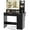Black, variant on 31.5'' Width Fluted Vanity Desk with Mirror and Lights, Wooden Makeup Vanity Table with Drawers, Cabinet & Shelves, Vanity Table for Small Space, Black