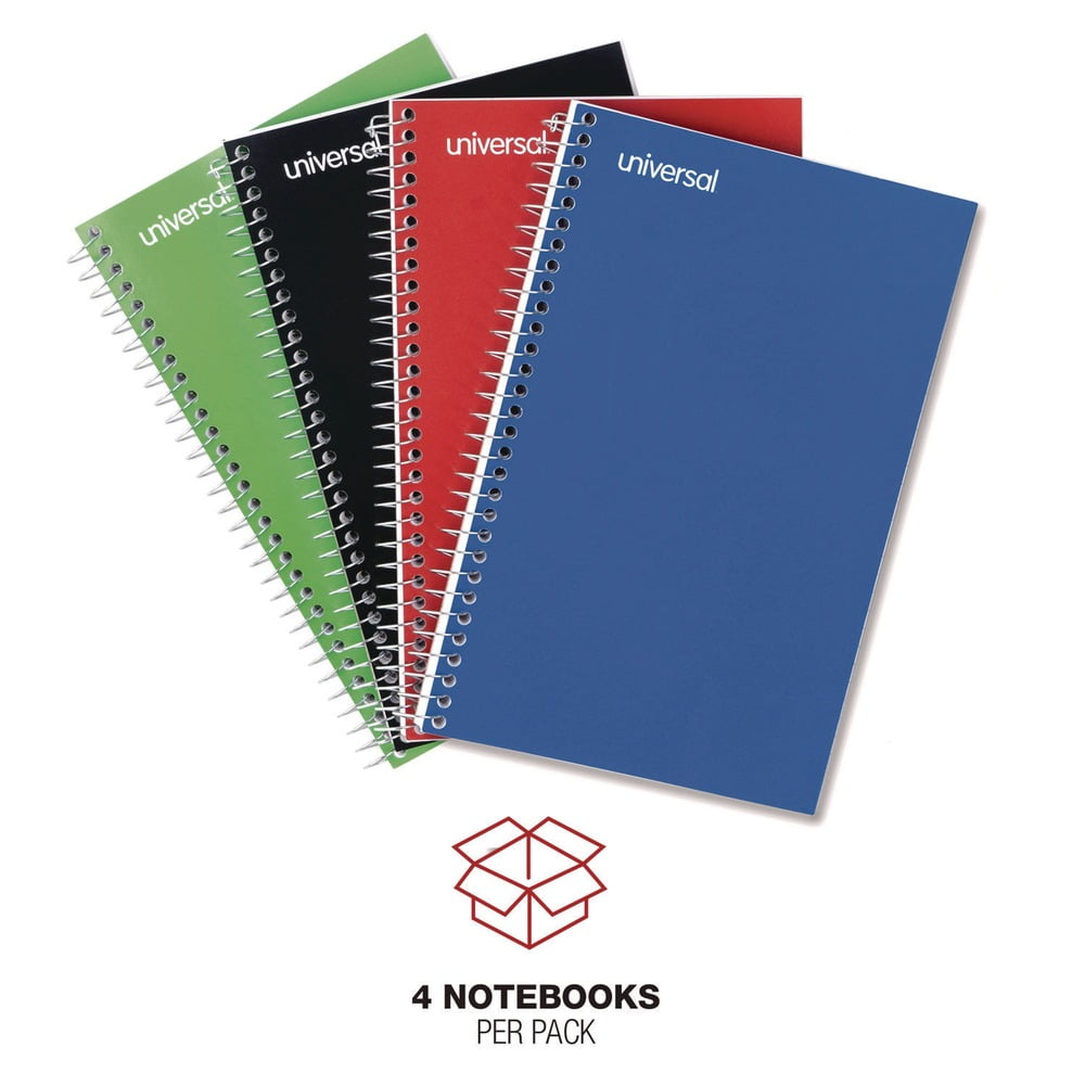 9.5 in. x 6 in., 3 Subjects, Medium/College Rule, Wirebound Notebook - Assorted Color Covers (120 Sheets/Notebook, 4/Pack)