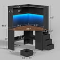 thumbnail image 3 of 31.5" Farmhouse Corner Office Desk with 3 Drawers and Storage Shelves, Triangular Corner Computer Desk with LED Lights for Small Space, Home Office Desk, 3 of 7