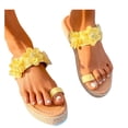 thumbnail image 3 of asdoklhq Womens Espadrilles,Womens Sandals Open Toe Flower Pattern Thick Bottom Flip Flop Weaving Slippers, 3 of 7