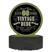 Party Central Pack of 6 Black and Green Vintage Dude 60 Years Honeycomb Party Centerpiece 11.5"
