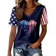 thumbnail image 2 of haizhen 250 Anniversary USA Shirt Women Dressy Casual Air Force Five-Pointed Star Heart Graphic Tees V Neck Patriotic Shirts for Women 4th of July Shirts July 4th Summer Tops Navy, XL, 2 of 5
