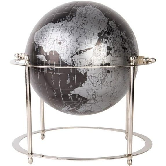 Home Essentials & Beyond 45489 9.5 in. Black Globe on Electro Silver Base