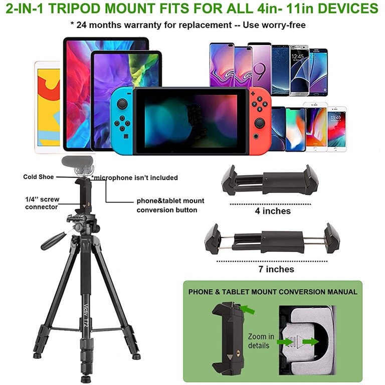 Victiv Universal Phone Tripod Mount With Wireless Remote - 360° Rotating Holder Fits All Smartphones