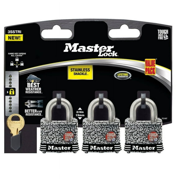 Master Lock 1-9/16" W Laminated Steel 4-Pin Tumbler Padlock