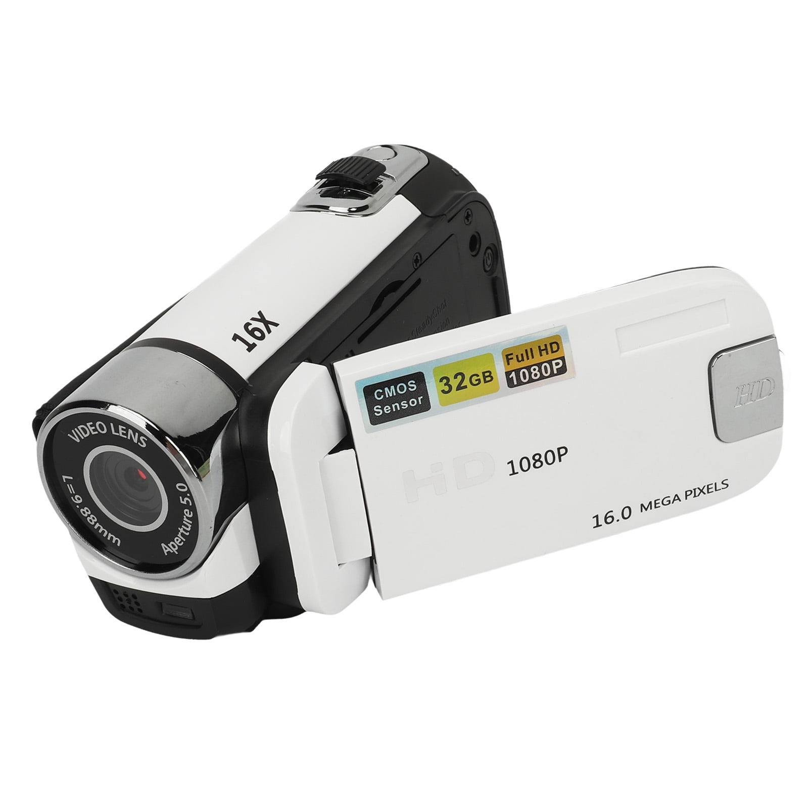 Digital Camera,Digital Camera 2.4 Inch Rotatable Screen Camcorder 16X Zoom HD Video Recorder with Fill Light, Anti Shake,Portable Video Recorder for Boys Girls D90 1080P 16MP (White)