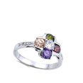 thumbnail image 4 of Multi-color Cubic Zirconia Flower Round Ring .925 Sterling Silver Band Jewelry Female Male Size 6, 4 of 4