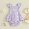 thumbnail image 2 of Baby Onesies Girl Daisy Print Fly Sleeve Romper Bodysuit Cute Flower Summer Baby Girl Outfit, 2 of 8