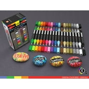 Tooli-Art Acrylic Paint Pens Assorted Multicolor Vibrant Markers with Double Sided Extra Fine And Medium Tip Marker Set of 18