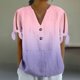 thumbnail image 5 of Vestidos Casuales Para Mujer, Blusas De Mujer De Moda Camiseta holgada de manga corta con cuello en V, botones y estampado sin posicionamiento para mujer, estilo informal y de moda, 5 of 7