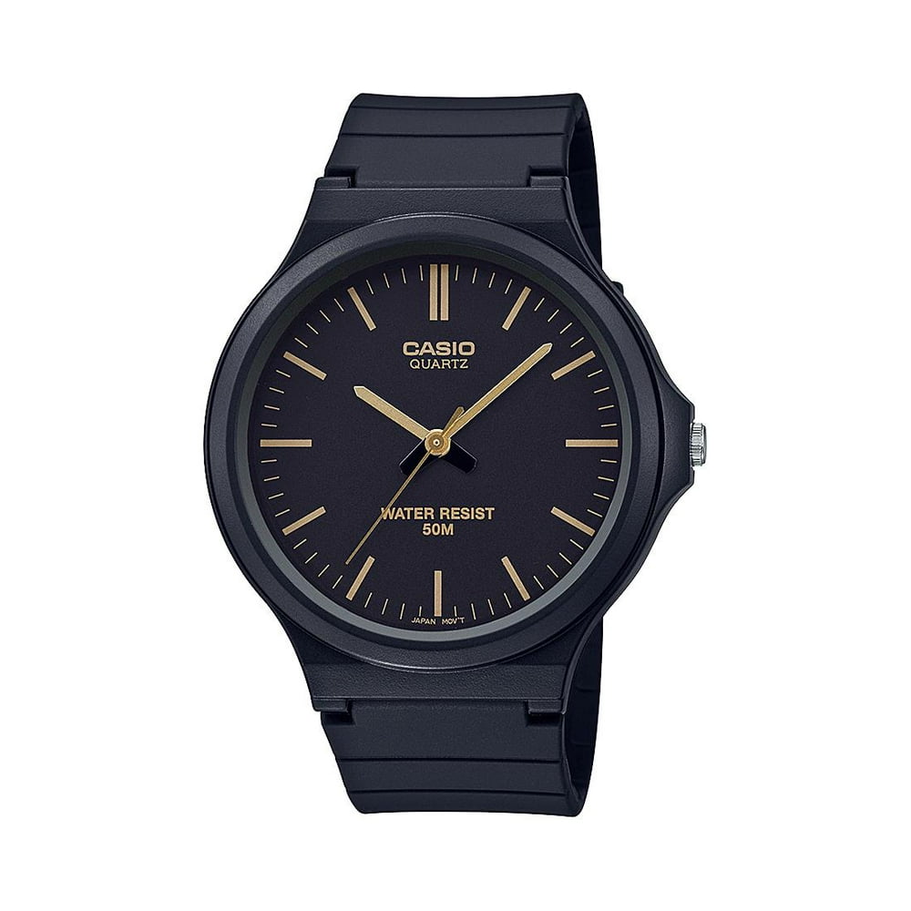 Casio - Casio Men's Classic Analog Watch, Black/Gold Accents - MW240 ...