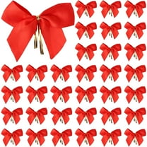 48Pcs Christmas Bow, Trianu 13CM x 11CM Red Christmas Bow Ribbon Bow for Christmas Tree Party Decorations Christmas Wreath Garland Ornaments