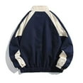 thumbnail image 4 of HOOMEUMY Men's Vintage Jackets Hip Hop Style Patchwork Windbreak Hoodless Streetwear Lightweight Jackets Bomber Jackets Navy M, 4 of 8
