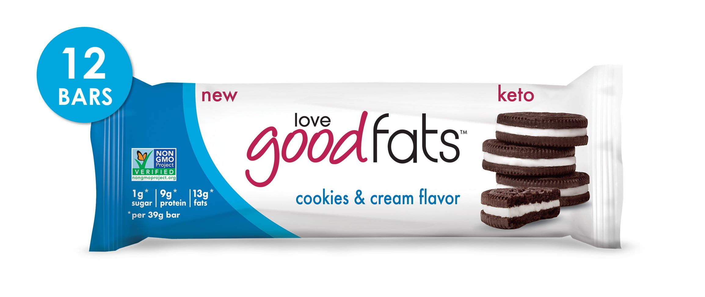 Love Good Fats Bars Cookies & Cream KetoFriendly Protein Bar with