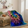 thumbnail image 2 of Colorful Throw Blanket Tie Dye Rainbow Sherpa Fleece Fluffy Blanket Boho Blanket Soft Warm Bed Couch Sofa Blanket Plush Flannel Throws to Decorate The Room and Bedroom 50"x60", 2 of 5
