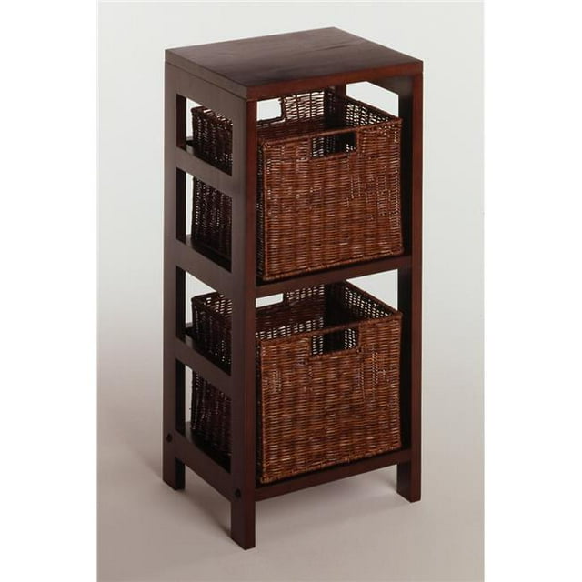 Étagère en Bois de Hêtre Espresso 2 Sections Étroite