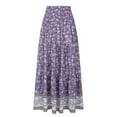 thumbnail image 2 of Yucgh Women's Solid Color High Waist Trumpet Maxi Skirt, Bohemian Tiered A-line Skirt, Flowy Layered Casual Long Skirt with Elastic Waist,Purple,S, 2 of 7