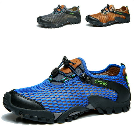 Men Lycra Mesh Breathable Outdoor Shock Absorption Hiking Shoes Running (Best Shock Absorbing Sneakers)