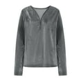 thumbnail image 5 of Women's Metallic Velvet Long Sleeve Top Shirts Blouses Crewneck Slim Fit Solid Color Soft for Casual Work Office Party Night Out Fashion Essential Gift for Women | CSEONE,Gray L, 5 of 9