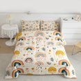 thumbnail image 2 of Manfei Cute Rainbow Bedding Comforter Set,Kawaii Flowers Twin Comforter Sets,Beige Brown Bedding Set For Girls Kids,Microfiber Bedroom Decor Reversible,2pcs, 2 of 8