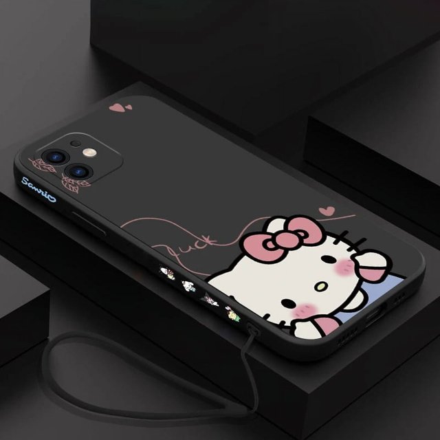 Cute Hello Kitty Phone Case For iPhone 15 14 13 12 11 Pro Max Mini X XR XSMAX SE 8 7 6S Plus Soft Liquid Silicone Cover RJ