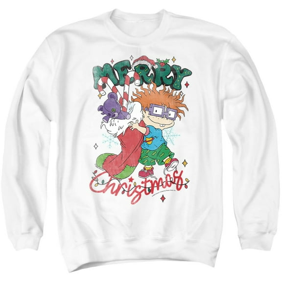 Rugrats Chuckie Christmas Stocking Unisex Adult Crewneck Sweatshirt, White, Small