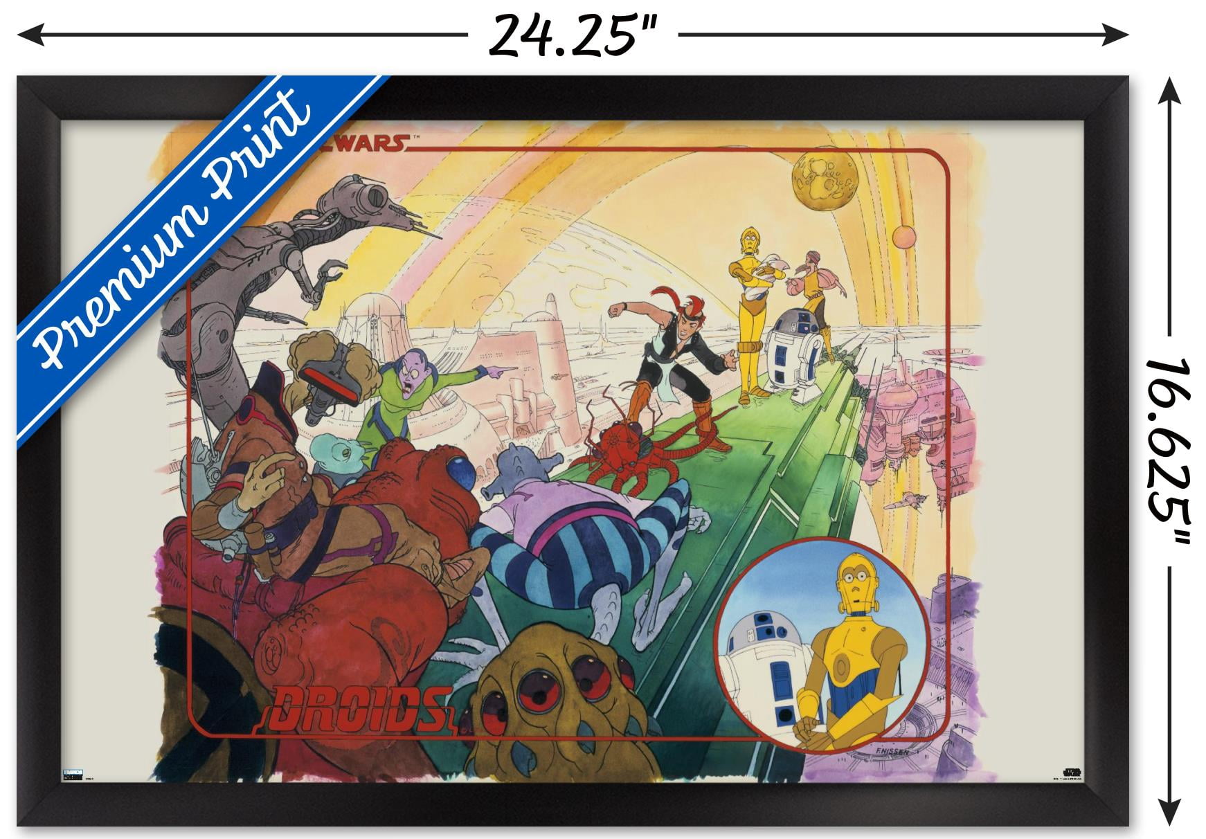 Star Wars: Droids - Watercolor Wall Poster, 14.725" x 22.375", Framed
