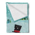 thumbnail image 2 of Snowman Soft Flannel Fleece Throw Blanket, Winter Landscape with Houses and Trees on the Background Snowy Weather Season, Cozy Plush for Indoor and Outdoor Use, 70" x 90", Multicolor, by Ambesonne, 2 of 5