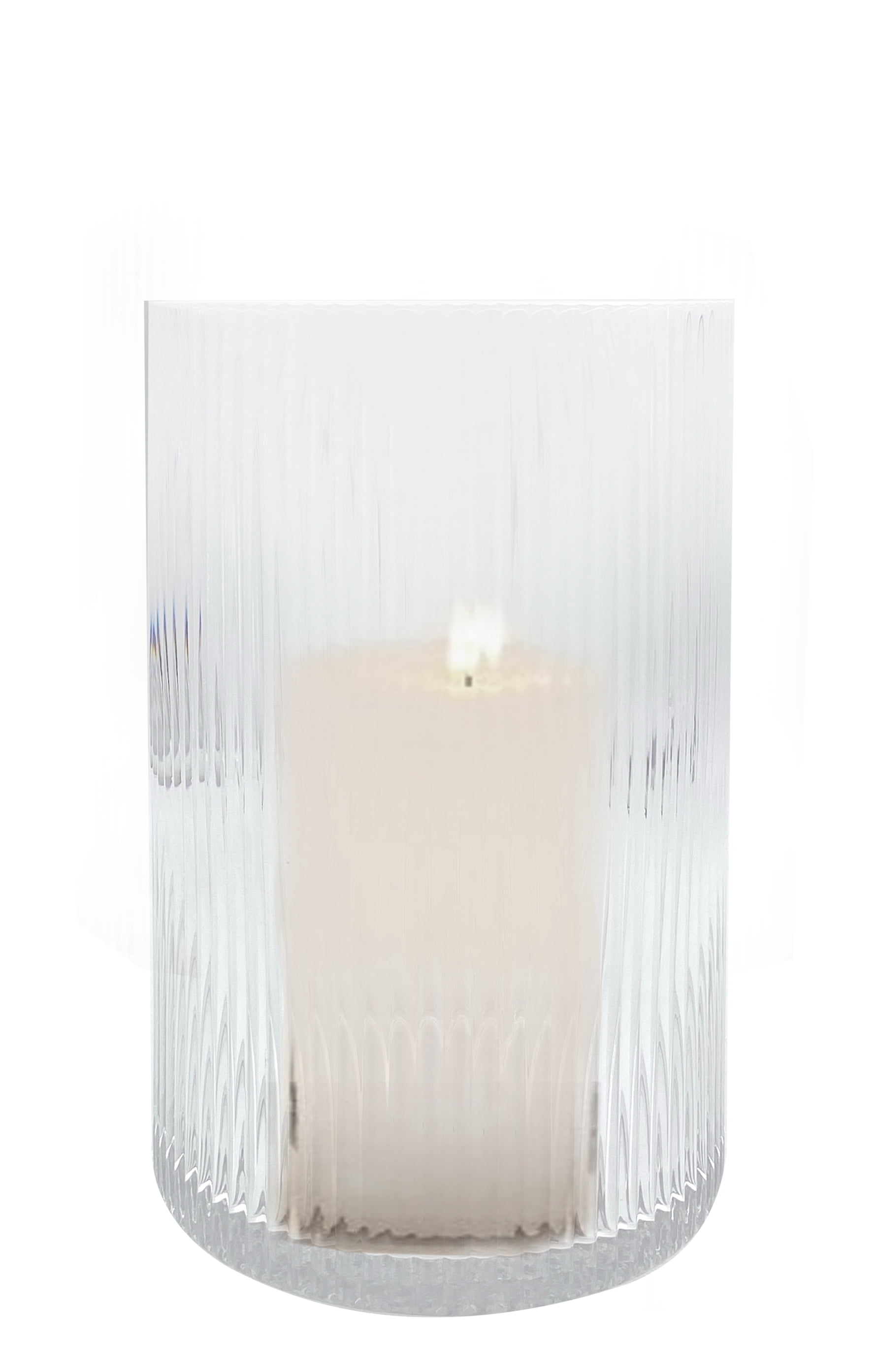 Better Homes & Gardens Clear Glass Ribbed Hurricane Candleholder, Large