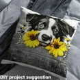 thumbnail image 3 of Cute Dog Fabric By The Yard,Wooden Plank Upholstery Fabric,Daisy Flowers Animals DIY Indoor Outdoor Fabric,Kawaii Pet 3D Waterproof Decorative Fabric,Black Grey Yellow White,1 Yard, 3 of 5