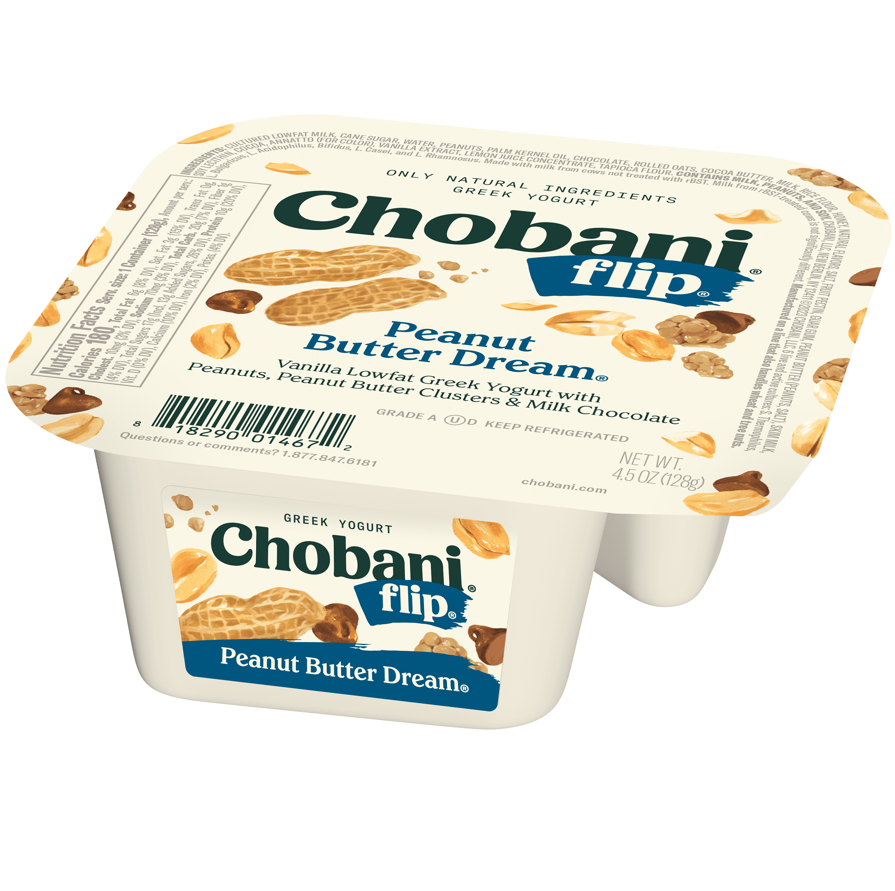 Chobani Flip Low-Fat Greek Yogurt Peanut Butter Dream 4.5 oz Cup