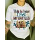 thumbnail image 1 of Book & Letter Print Crew Neck T-Shirt, Casual Short Sleeve Top For Spring & Summer, Women's Clothing, 1 of 6