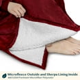 thumbnail image 3 of PAVILIA Blanket Hoodie for Women Burgundy, Sherpa Wearable Blanket Men, Cozy Oversized Sweatshirt Blanket, Warm Fleece Hooded Blanket Sweater with Sleeves and Giant Pocket, Adult Long, Wine Red, 3 of 7