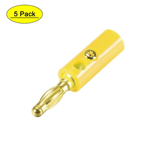 Uxcell 4mm Banana Speaker Cable Screw Plugs Connectors Yellow Jack Connector 5 pack