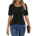 thumbnail image 4 of Fantaslook Blouses for Women Pleated Short Sleeve Tunic Tops Dressy Casual Summer Shirts, 4 of 9