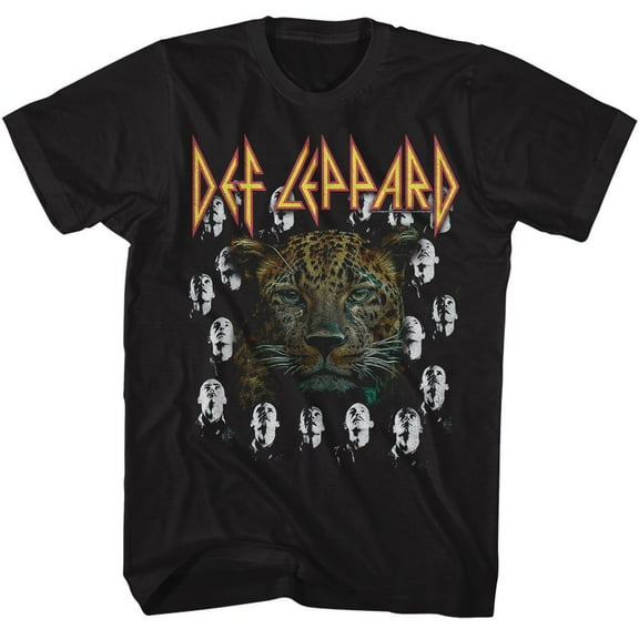 Def Leppard Leopard W High N Dry Heads Black Adult T Shirt