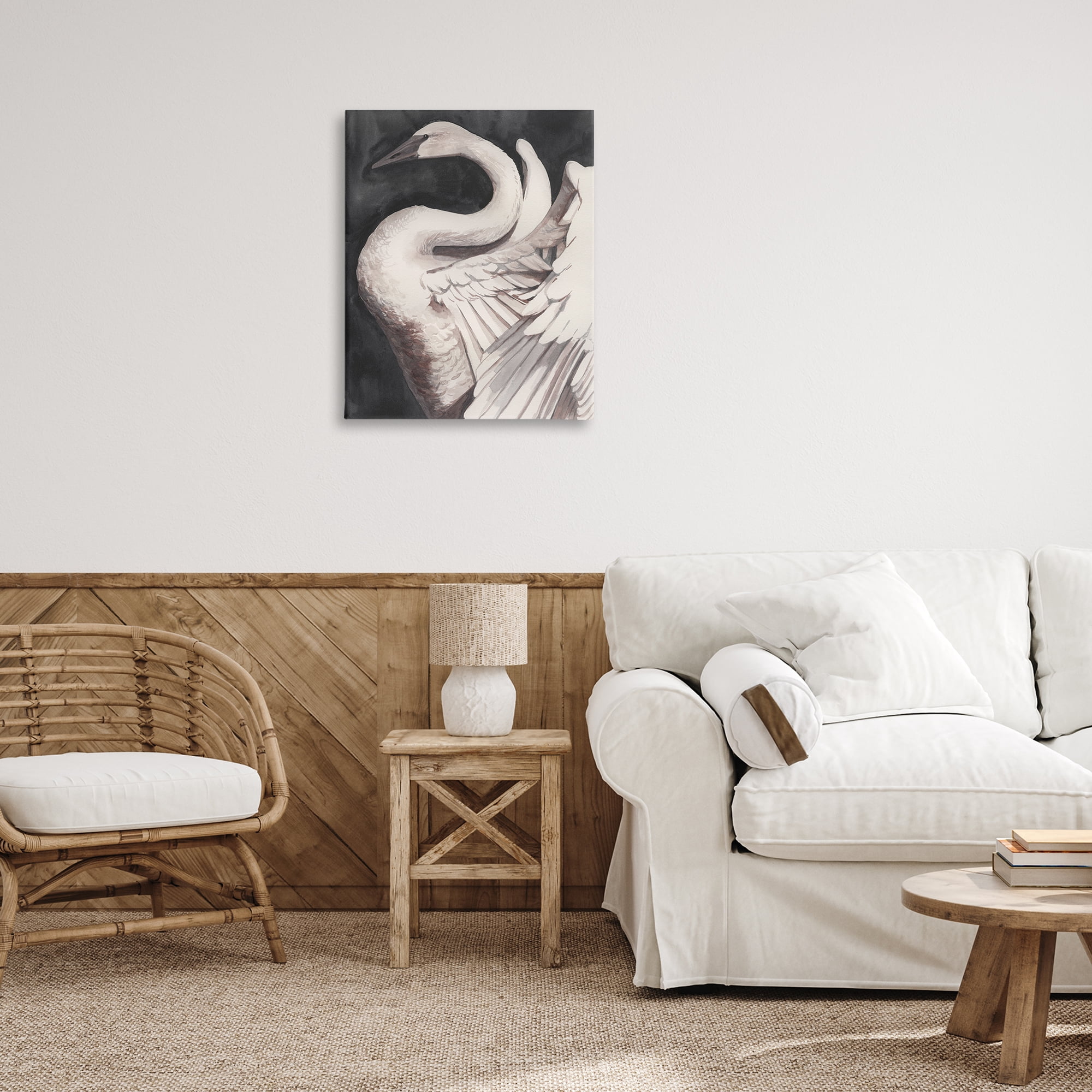 Stupell Industries Swan Spreading Wings Animals Painting Wrapped Canvas Art Print Wall Art, 24 x 30