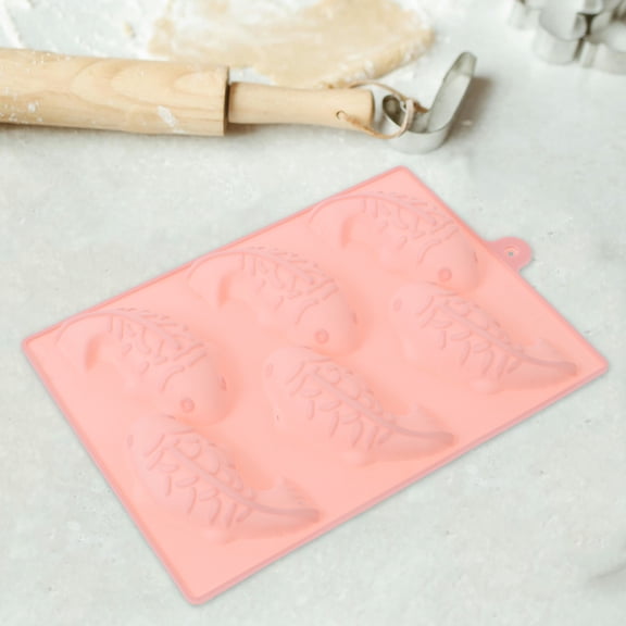 OULII Reusable Pink Silicone Mold Fish Shape for Candy Chocolate Fondant Baking and Cookie Making