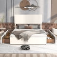 thumbnail image 3 of Aukfa Queen Upholstered Bed Frame with 4 Storage Drawers, Velvet Platform Bed with Headboard, Beige, 3 of 8