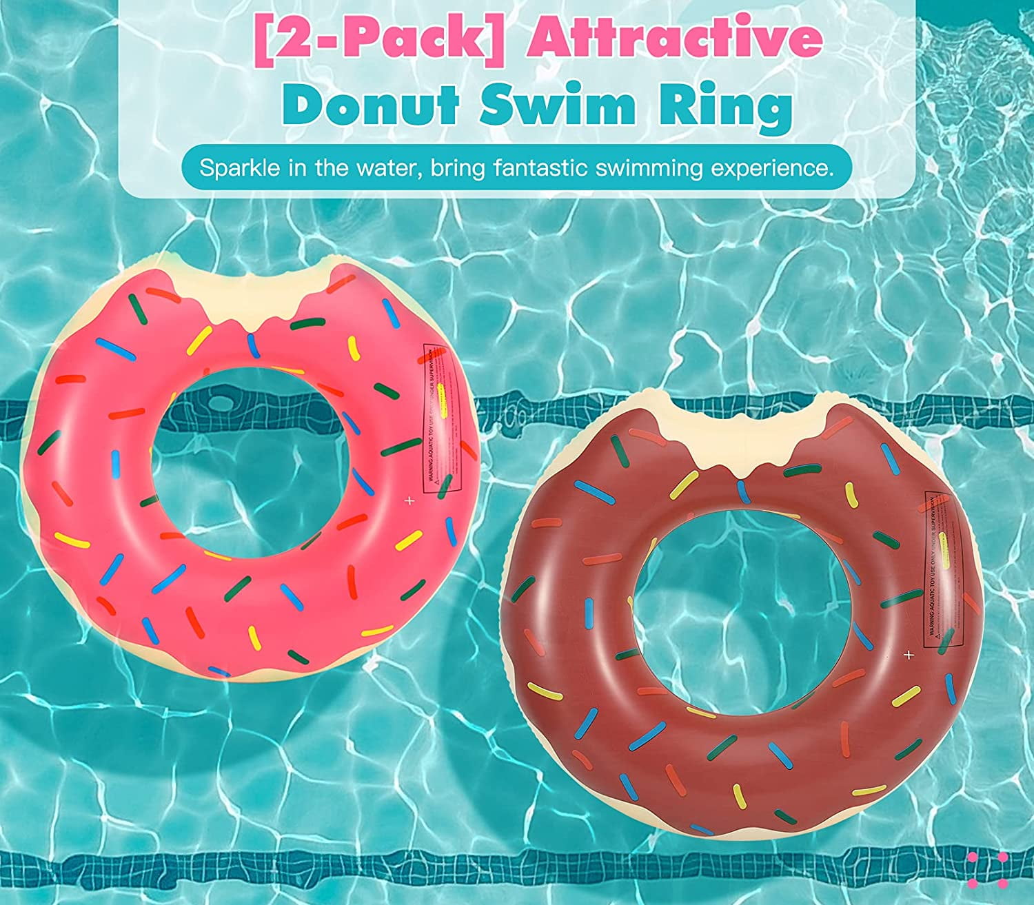 Inflatable Swim Rings,Donut Shape Beach Floaties Swim Party Toys Summer Swimming Pool Float Ring,2 Color,Inflatable Pool Tubes Swim Float Tube for Kids Adults. 