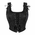 thumbnail image 2 of Hpapadks Corset Belts for Women Vintage Adjustable Straps Front Lace Up Bustier Bodysuit Slim Fit Floral Embroidery Patterns Corset Belt Halloween Black, 2 of 7