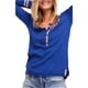thumbnail image 2 of Free People Camiseta Henley térmica bordada para mujer, azul, mediano Free People  henley, 2 of 2