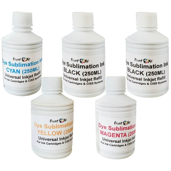Sublimation Ink 5 Bottles (Set+Black) Universal Use Each Bottle 250ML For Clothing / Refill for Epson Deskjet Printers Including C88 C88+ WF7720 WF7710 WF2750 WF3620 ET2720 ET2650 ET2750 a