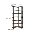 thumbnail image 5 of Benjara 7 Tier Corner Bookcase, 14 Open Wood Shelves, 79 Inch Industrial Black, 5 of 6